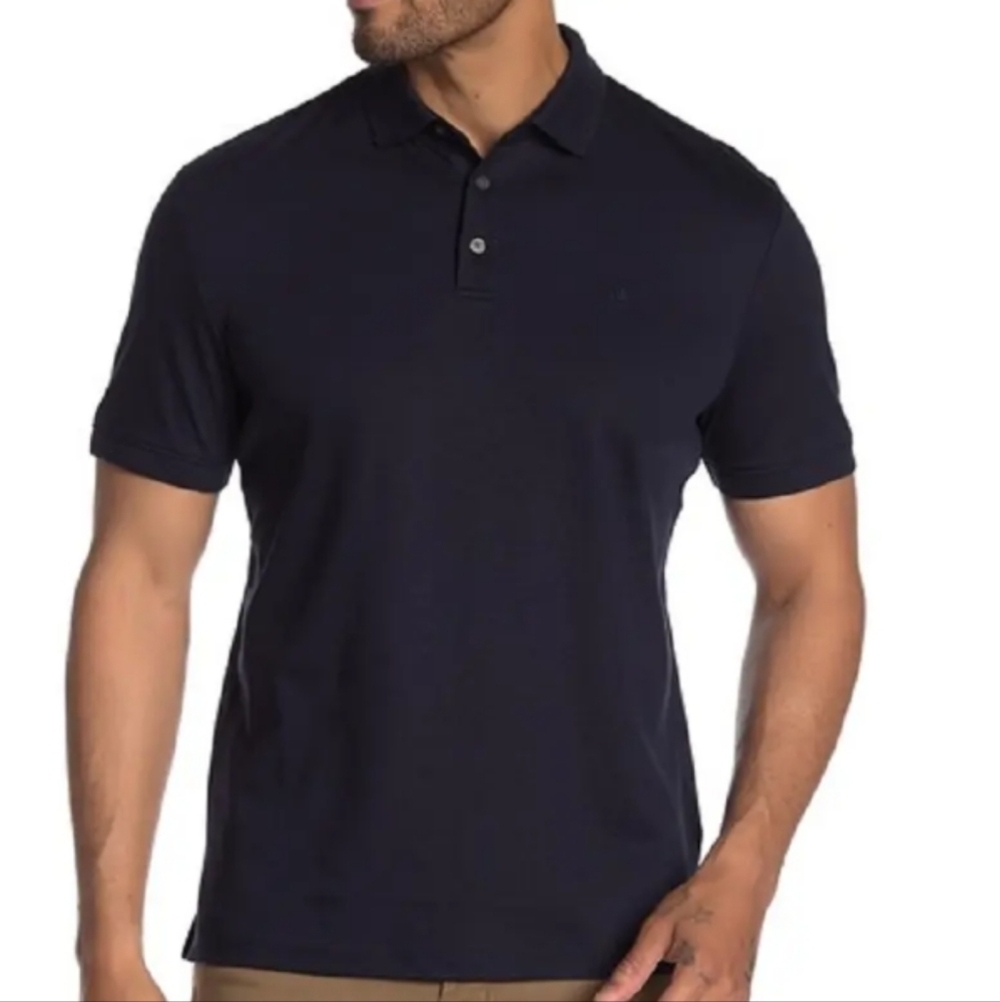 Calvin Kline Liquid Touch Navy blue short sleeve polo shirt Sz L Exc condition